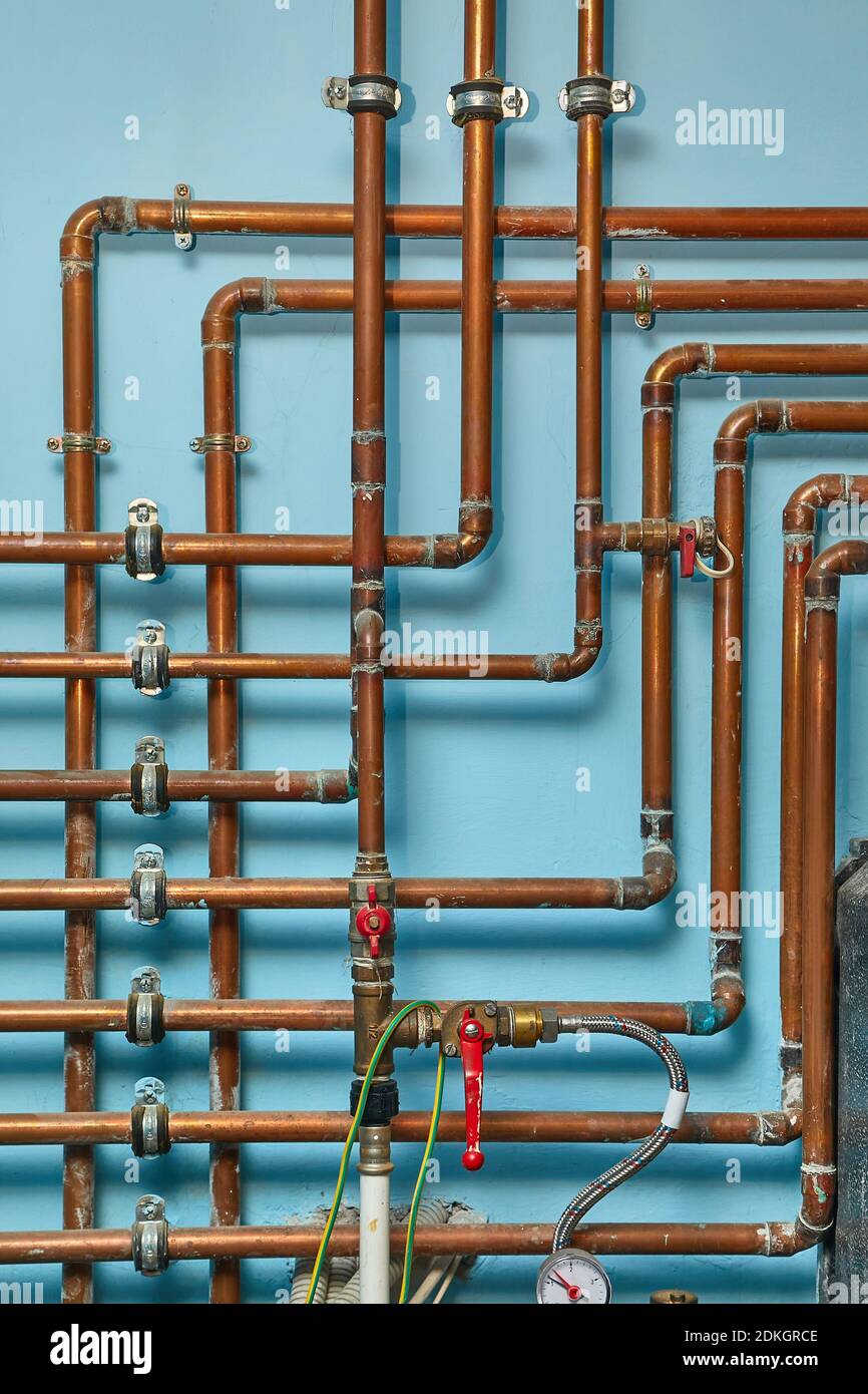 Many Heating Pipes Stock Photo Alamy