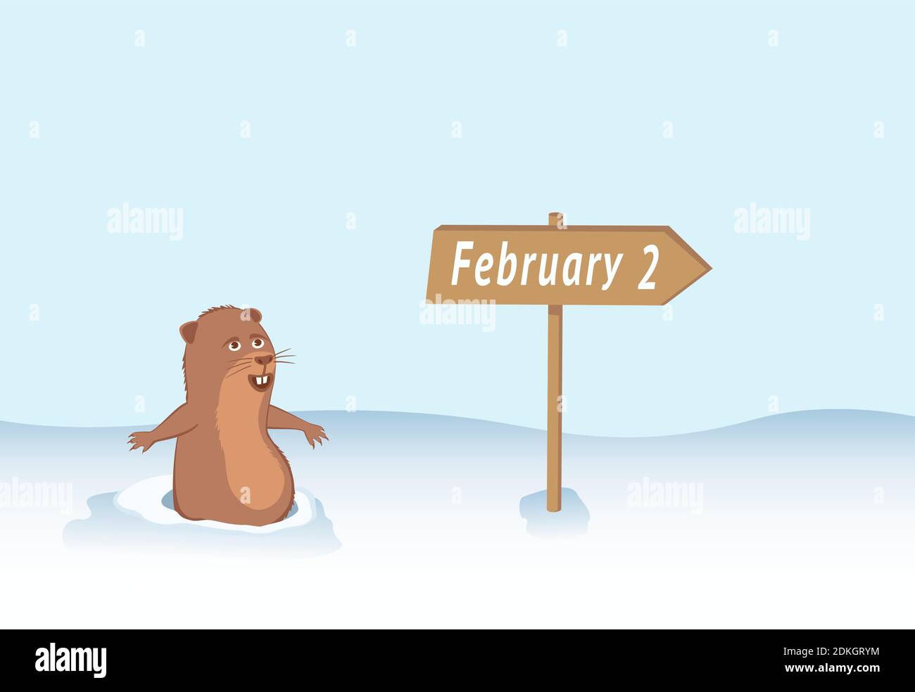 Groundhog climbed out of the hole for weather forecasting. Stock Vector