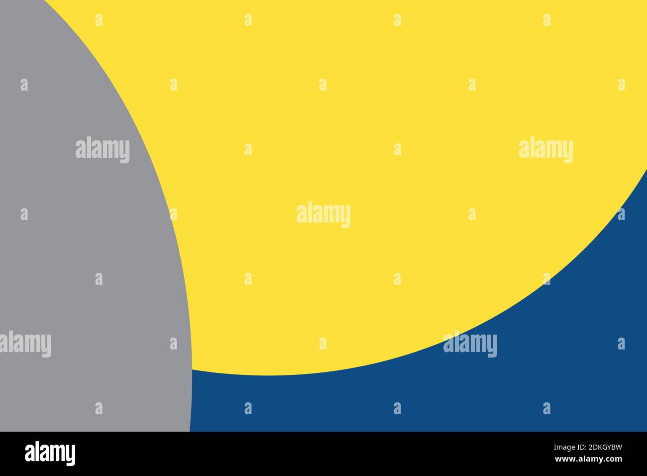 Three color background of trendy colors 2021 and 2020. Yellow, grey and classic blue. Circles forms. Copy space. Stock Photo