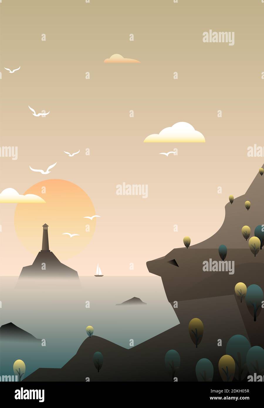 Small fresh nordic scenery decorative painting Stock Photo