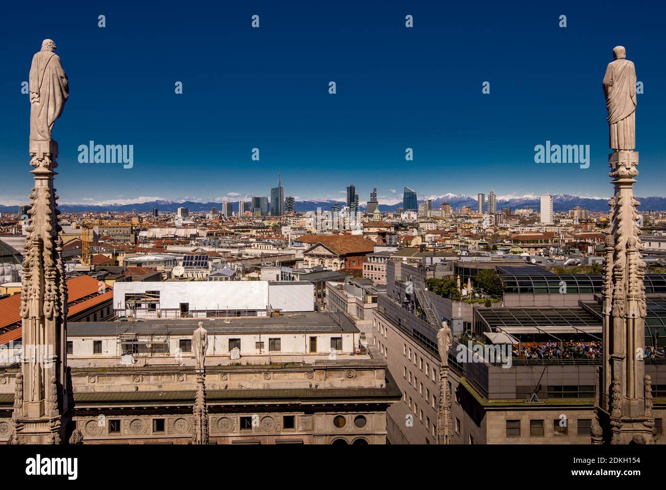 MILAN, ITALY - CIRCA JANUARY 2018: Panoramic view from Duomo roof terrace  with in background Porta Garibaldi financial district, the city is in  nomination fo the 2026 olimyc games Stock Photo - Alamy