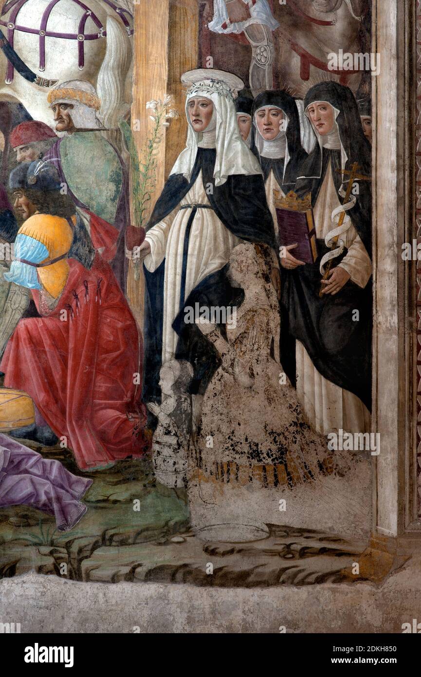 Art, Italian Renaissance art, Donato Montorfano 1460 - 1502, title of the work, Crucifixion, 1495, fresco cm 455 x 810, detail with Beatrice d’Este wi Stock Photo