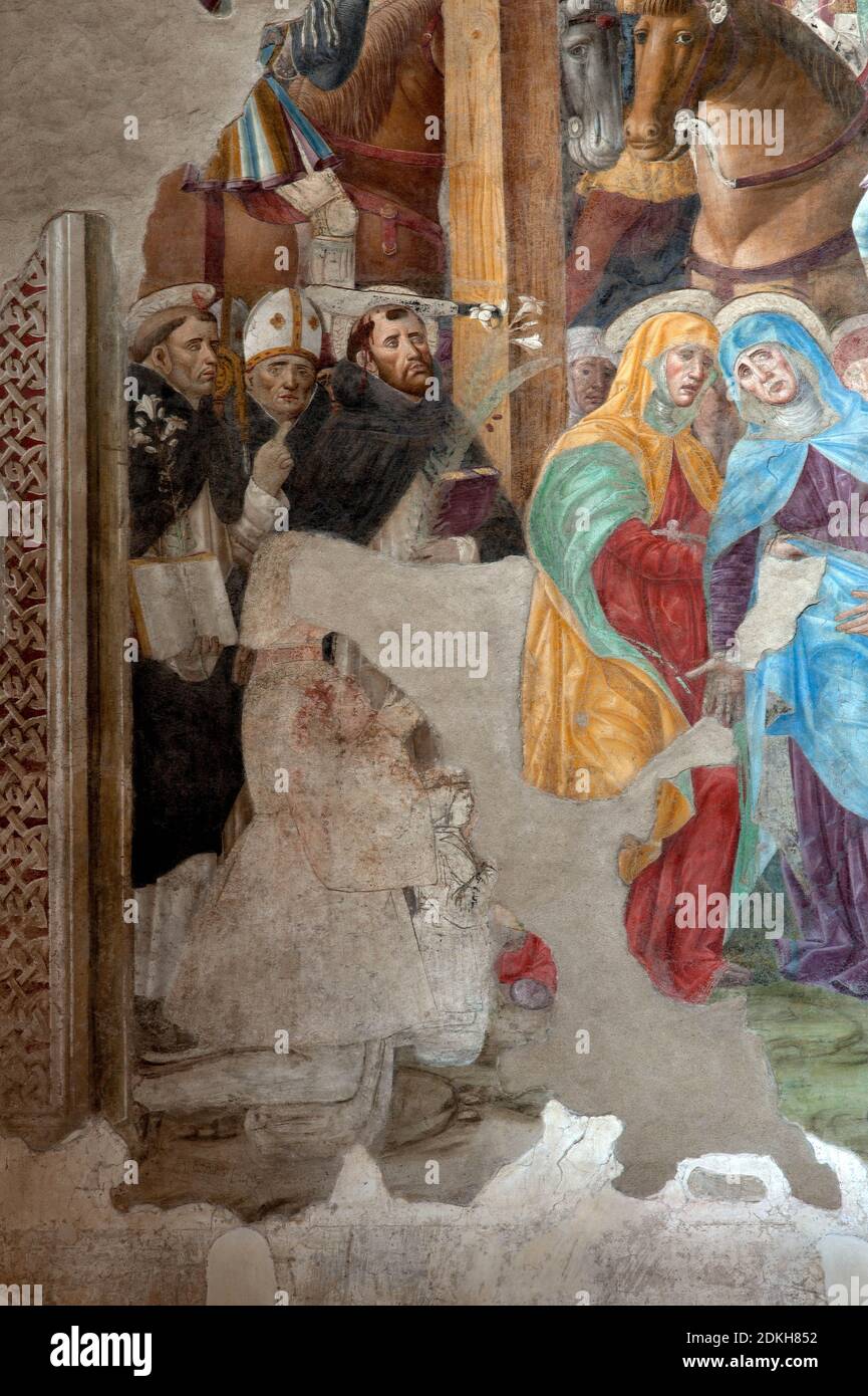 Art, Italian Renaissance art, Donato Montorfano 1460 - 1502, title of the work, Crucifixion , 1495, fresco cm 455 x 810, detail with Lodovico il Moro Stock Photo