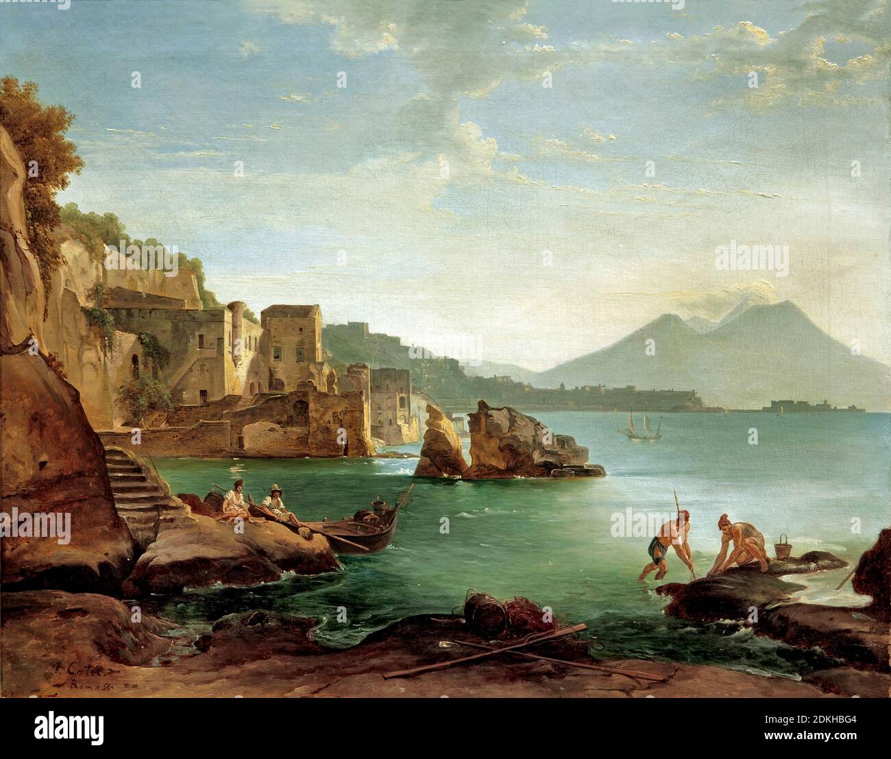 Franz Ludwig Catel. 1778-1856. Coast of Posilippo. 1850. oil painting on canvas. cm 62.5 x 78. Stock Photo