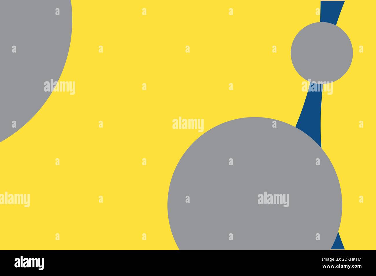Three color abstract background of trendy colors 2021 and 2020. Yellow, grey and classic blue. Circles forms. Copy space. Stock Photo