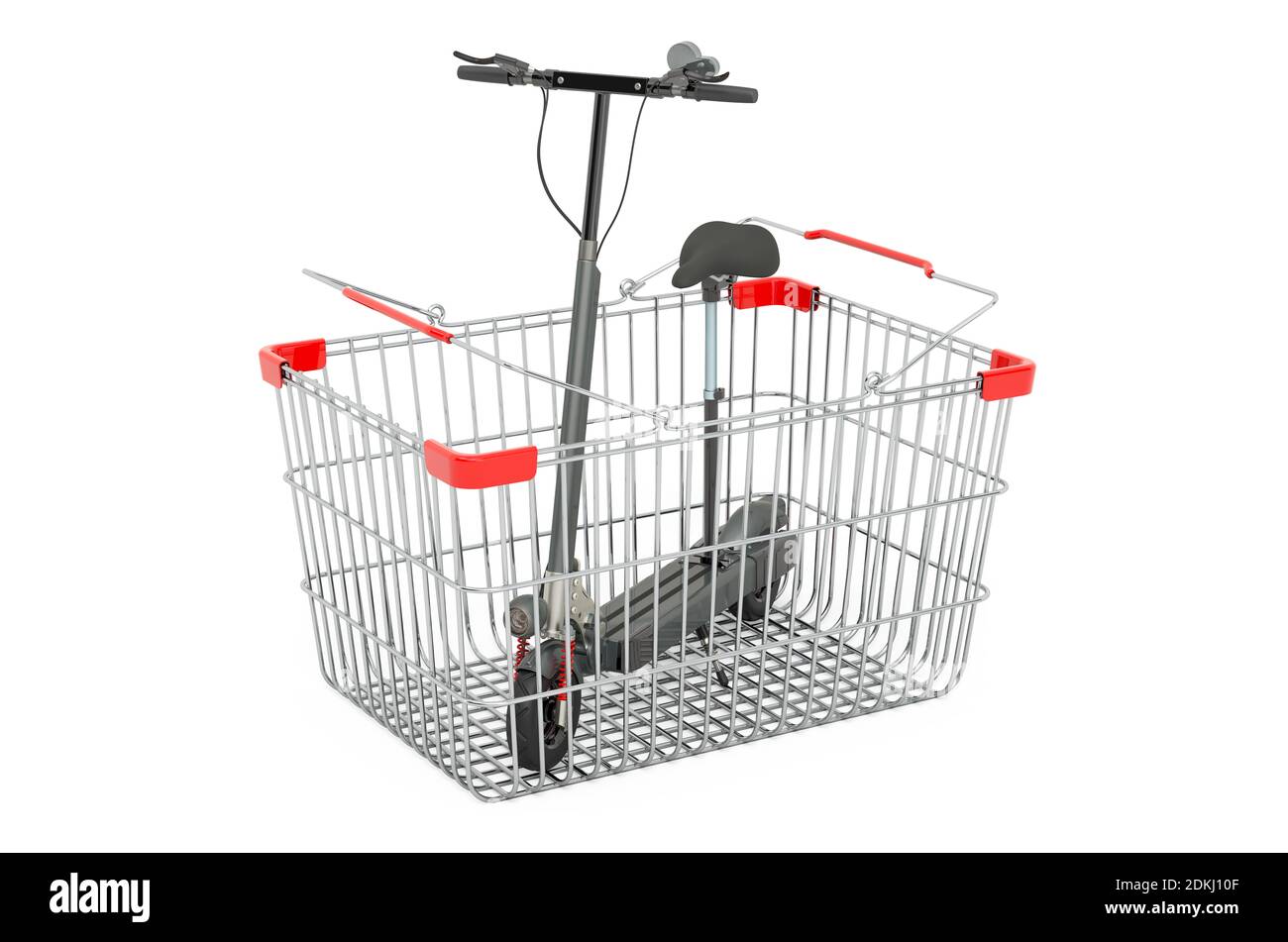 Shopping basket with motorized scooter, electric rechargeable scooter