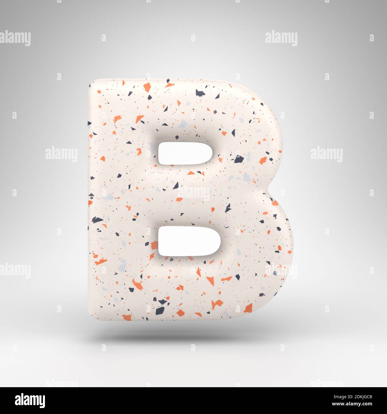 Textured Letter B Letter B uppercase on white background. 3D rendered font with terrazzo ...