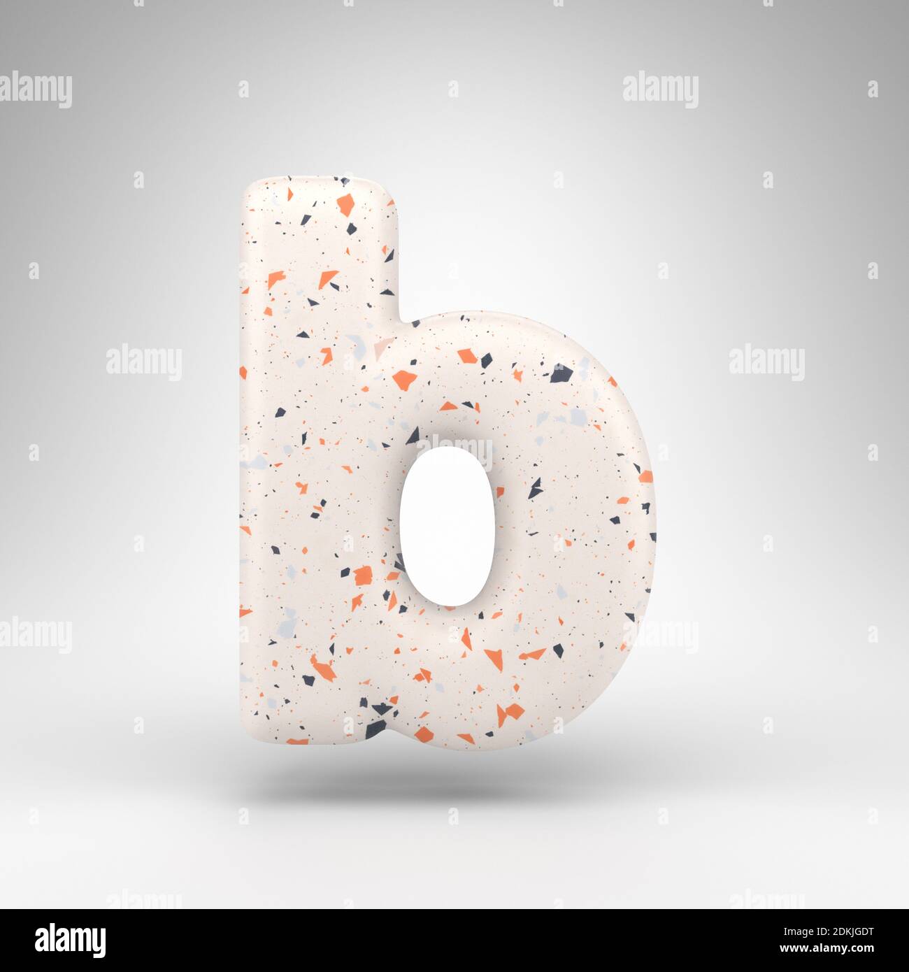 Letter B lowercase on white background. 3D rendered font with terrazzo ...