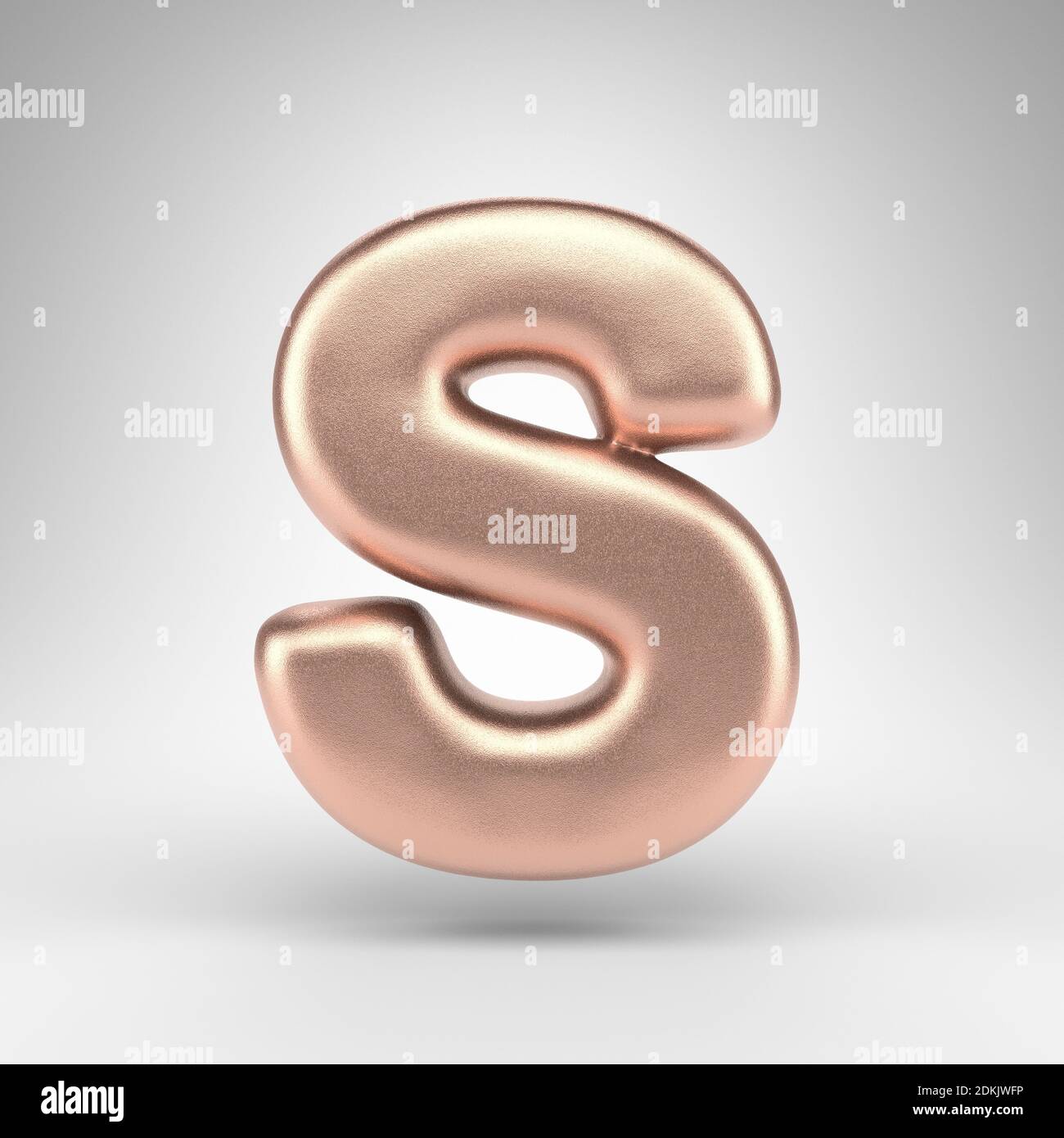 Letter S uppercase on white background. Matte copper 3D rendered font ...