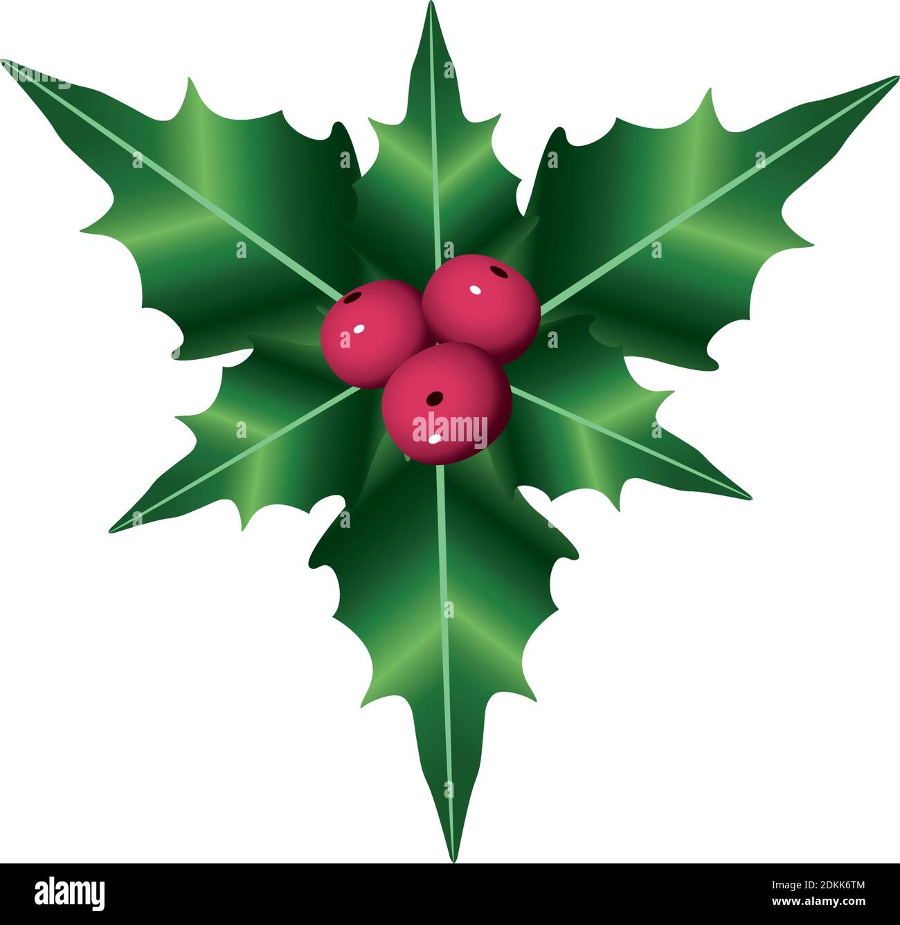 happy merry christmas berries and leafs decorative icon vector ...