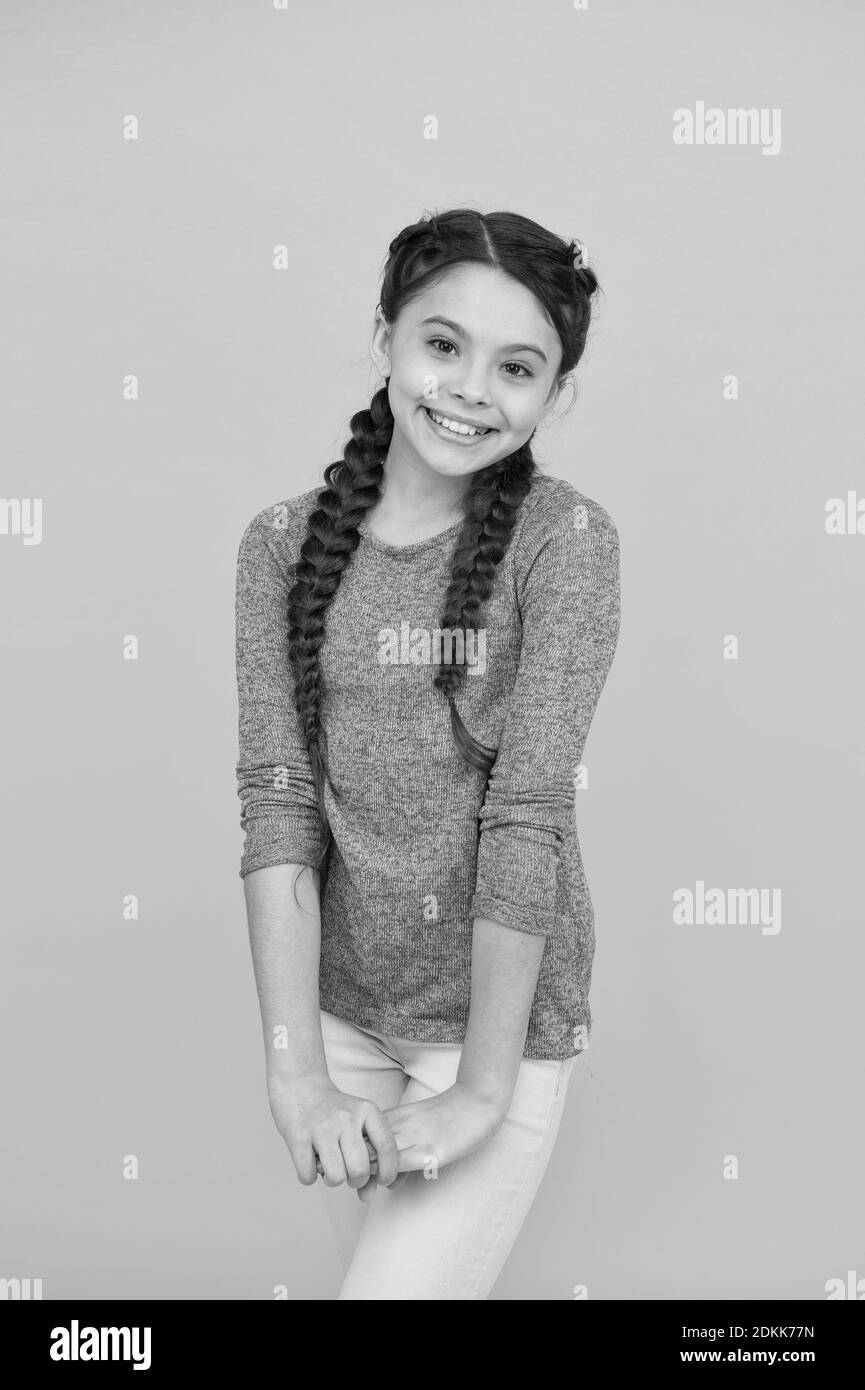 cute teenage girl. professional hairdo. kid fashion and beauty. small girl ...