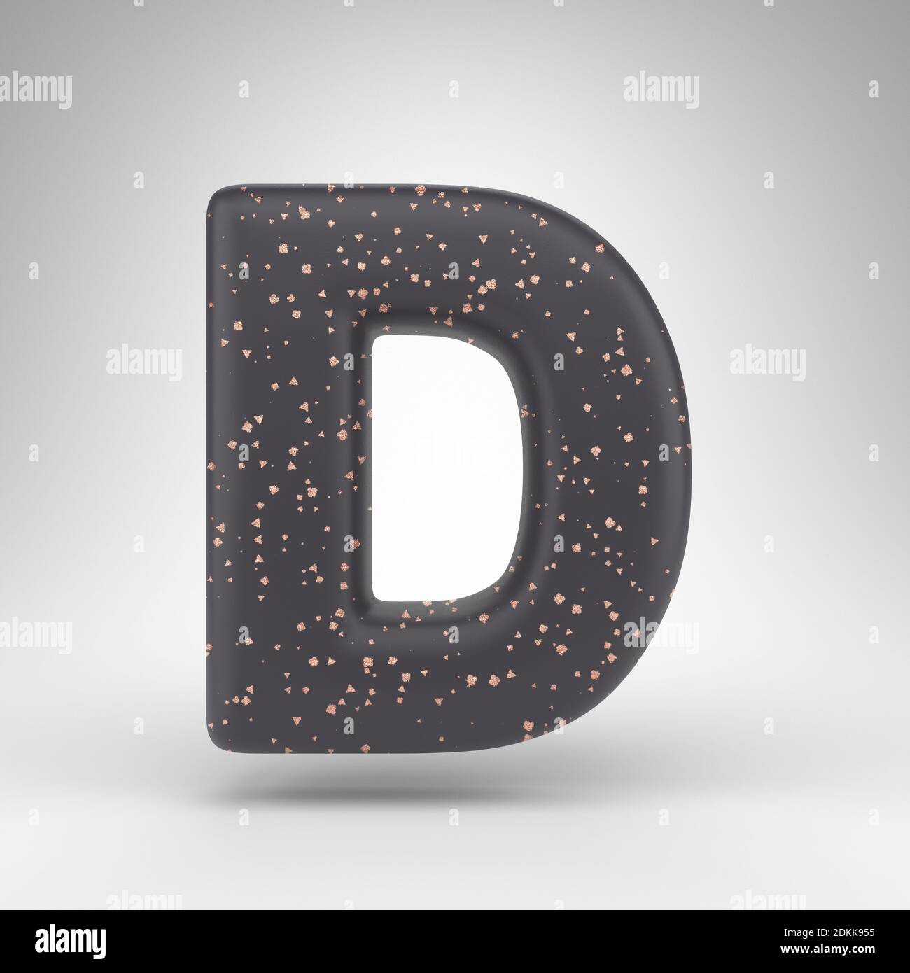 Letter D uppercase on white background. Black matte 3D rendered font ...