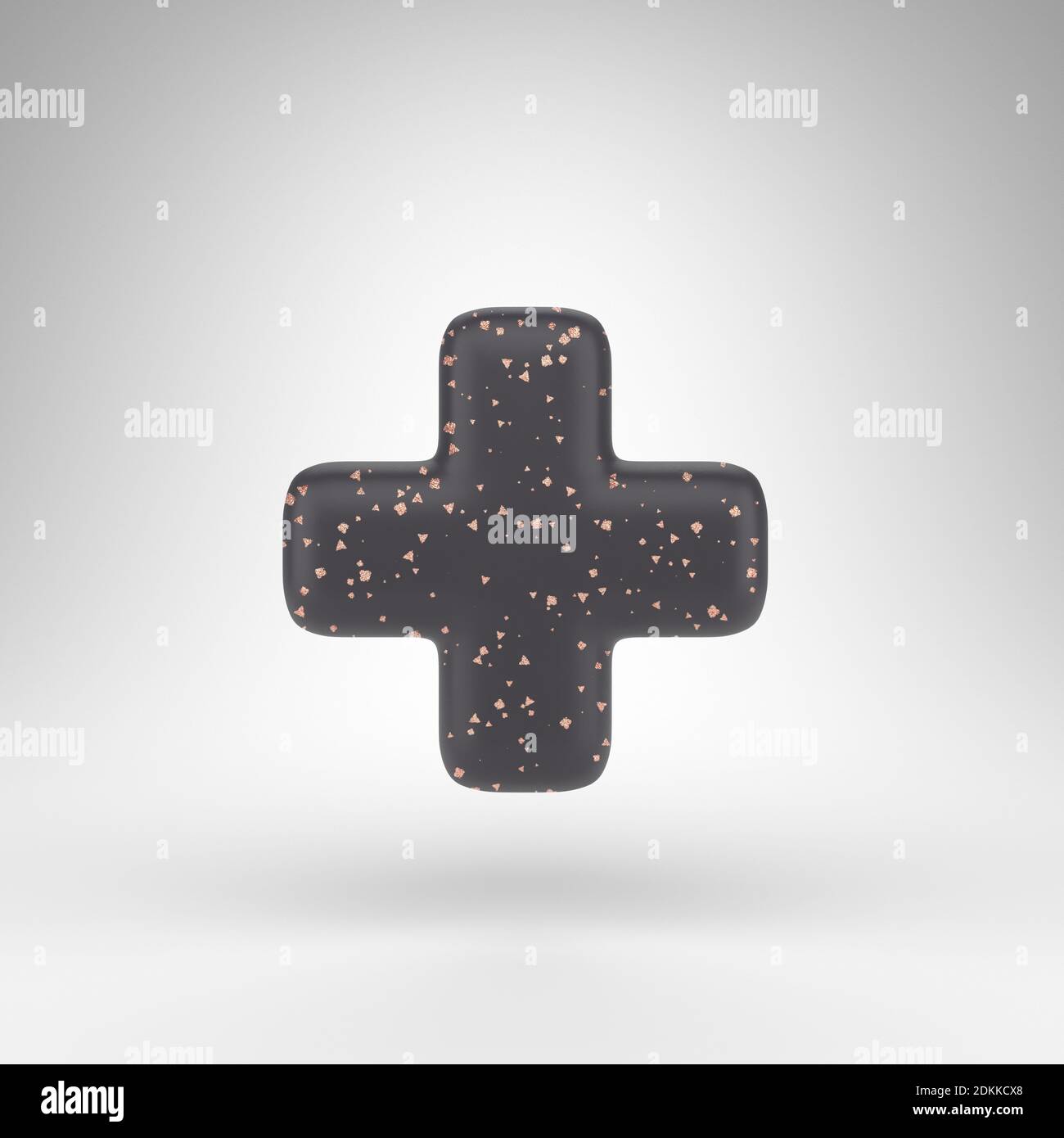 Plus Mark Texture Plus symbol on white background. Black matte 3D rendered sign with ...