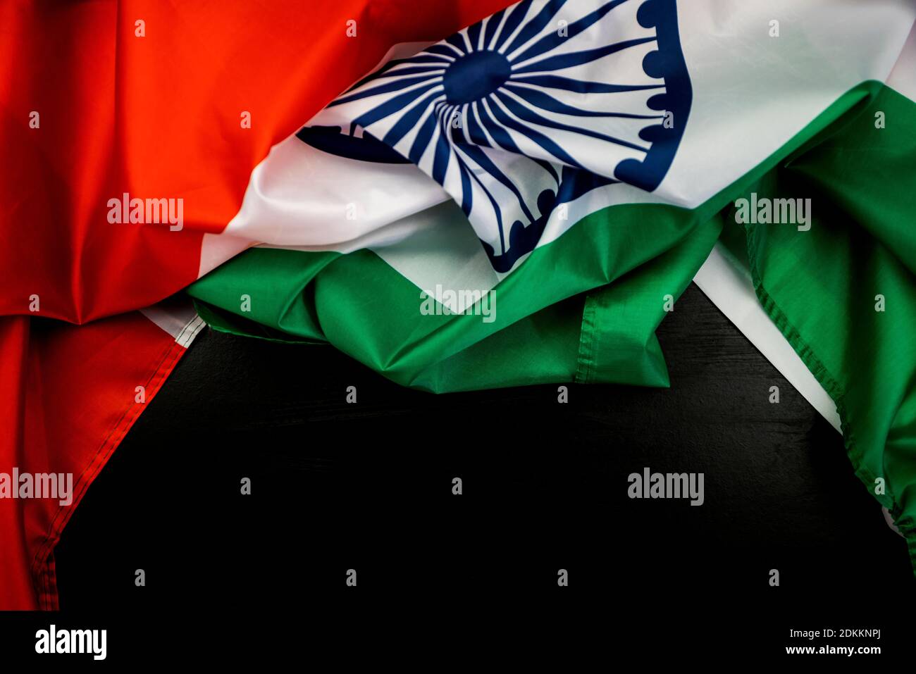 Directly Above Shot Of Indian Flag Over Black Background Stock Photo - Alamy