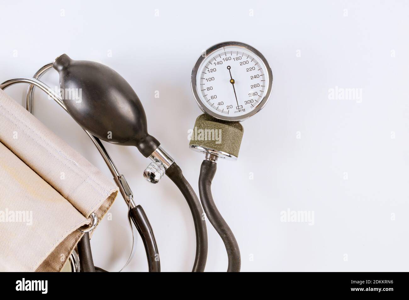Mechanical tonometer close up medical device on a white background ...