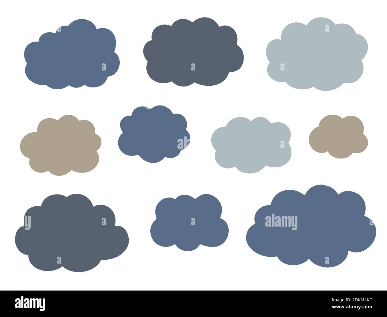 Set with simple minimalistic clouds in doodle style. Stock Vector
