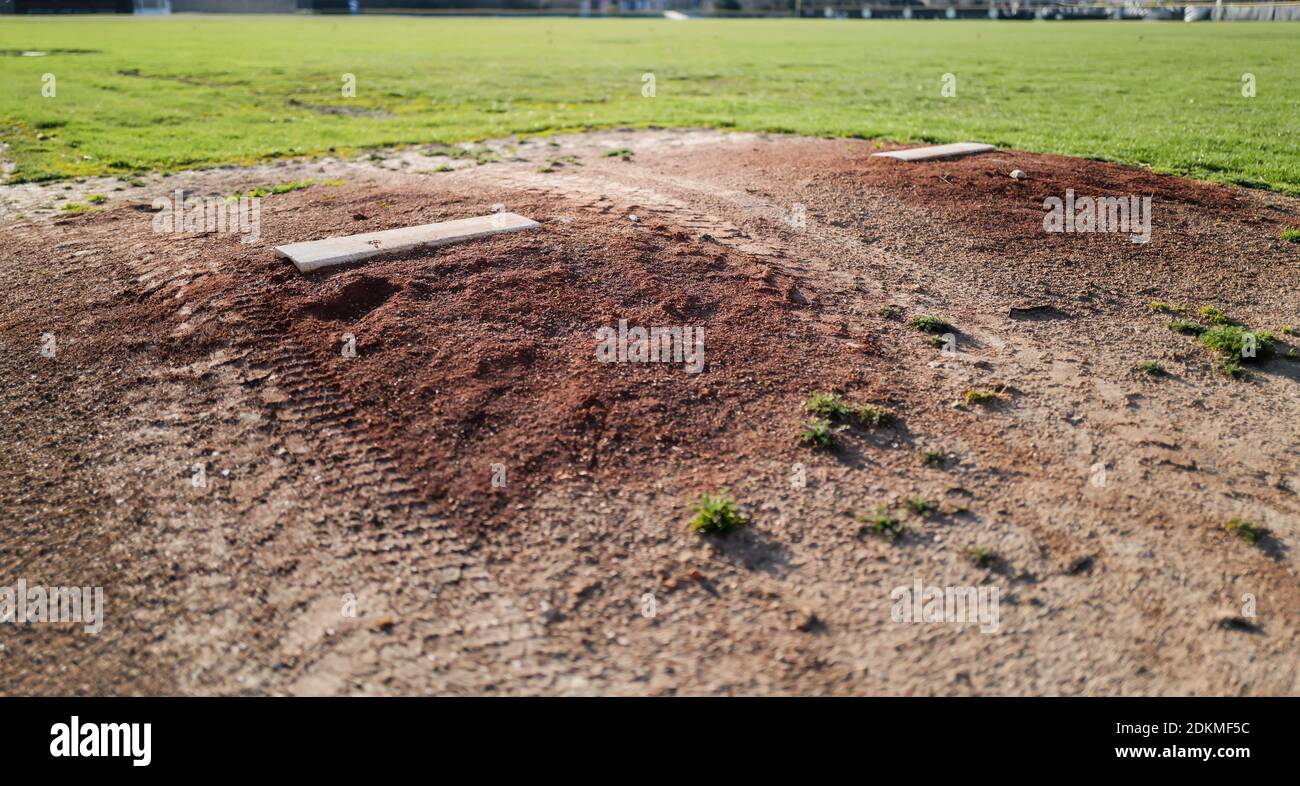 Empty Baseball Field Pitching Mound Stock Photo
