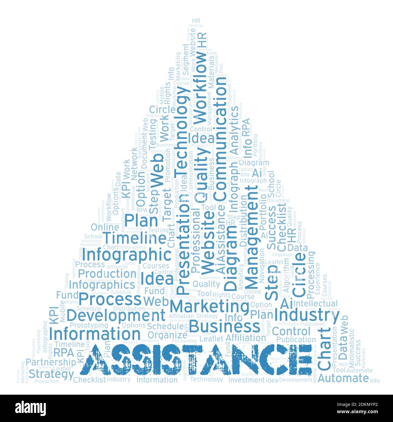 Assistance typography word cloud create with text only. Stock Photo