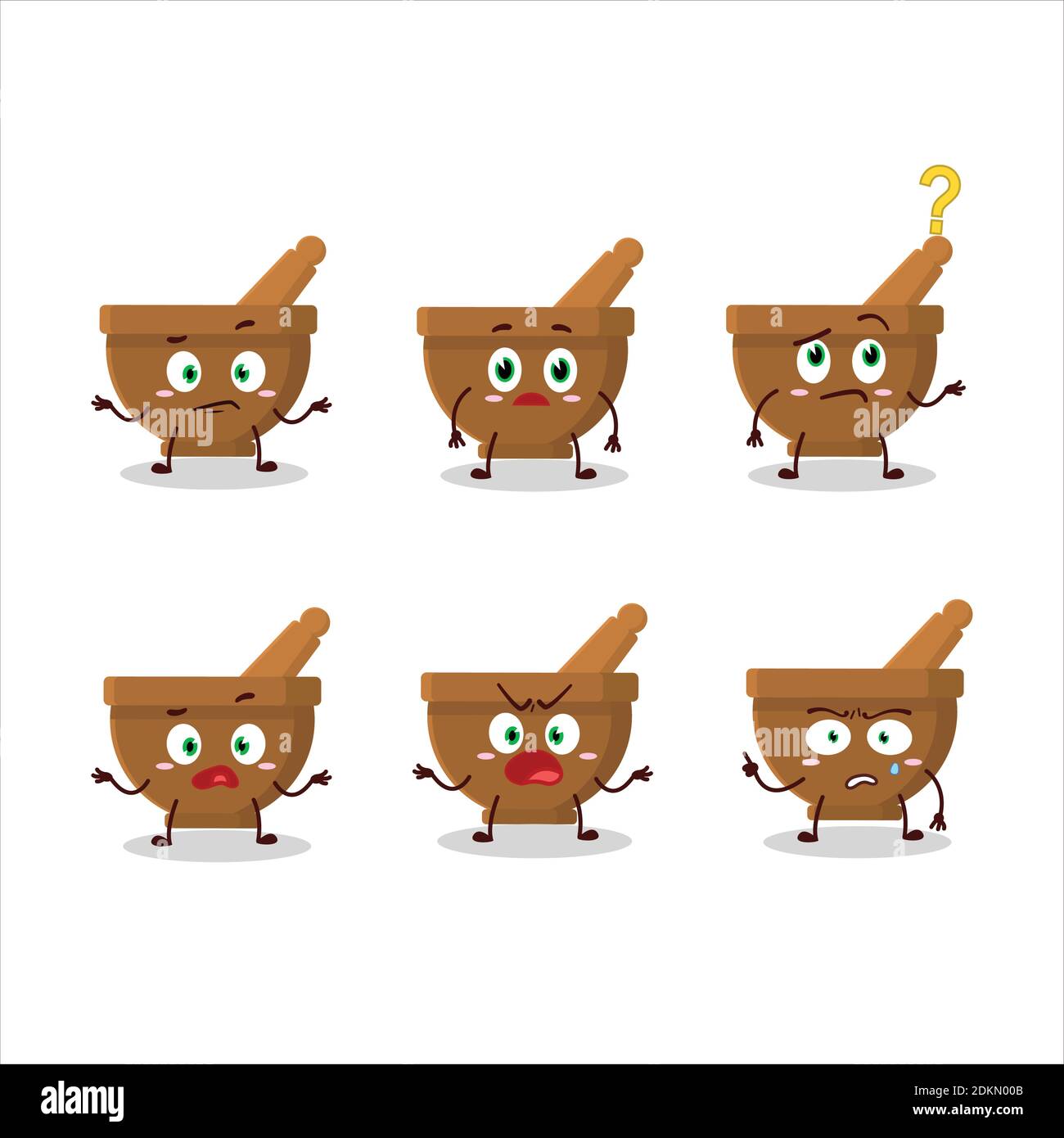 Cartoon character of mortar and pestle with what expression. Vector