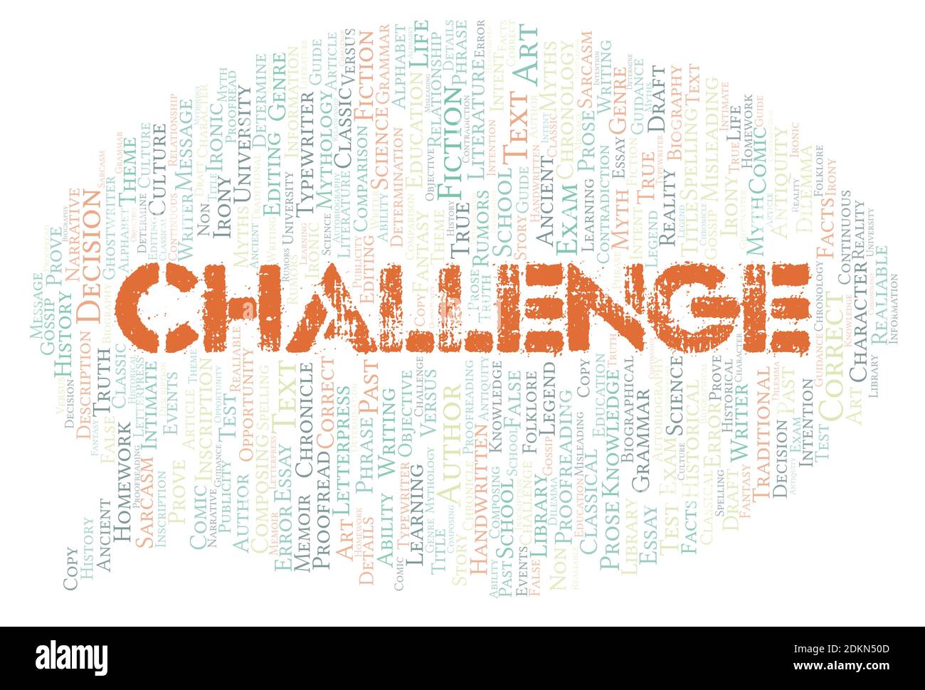 Challenge typography word cloud create with text only Stock Photo