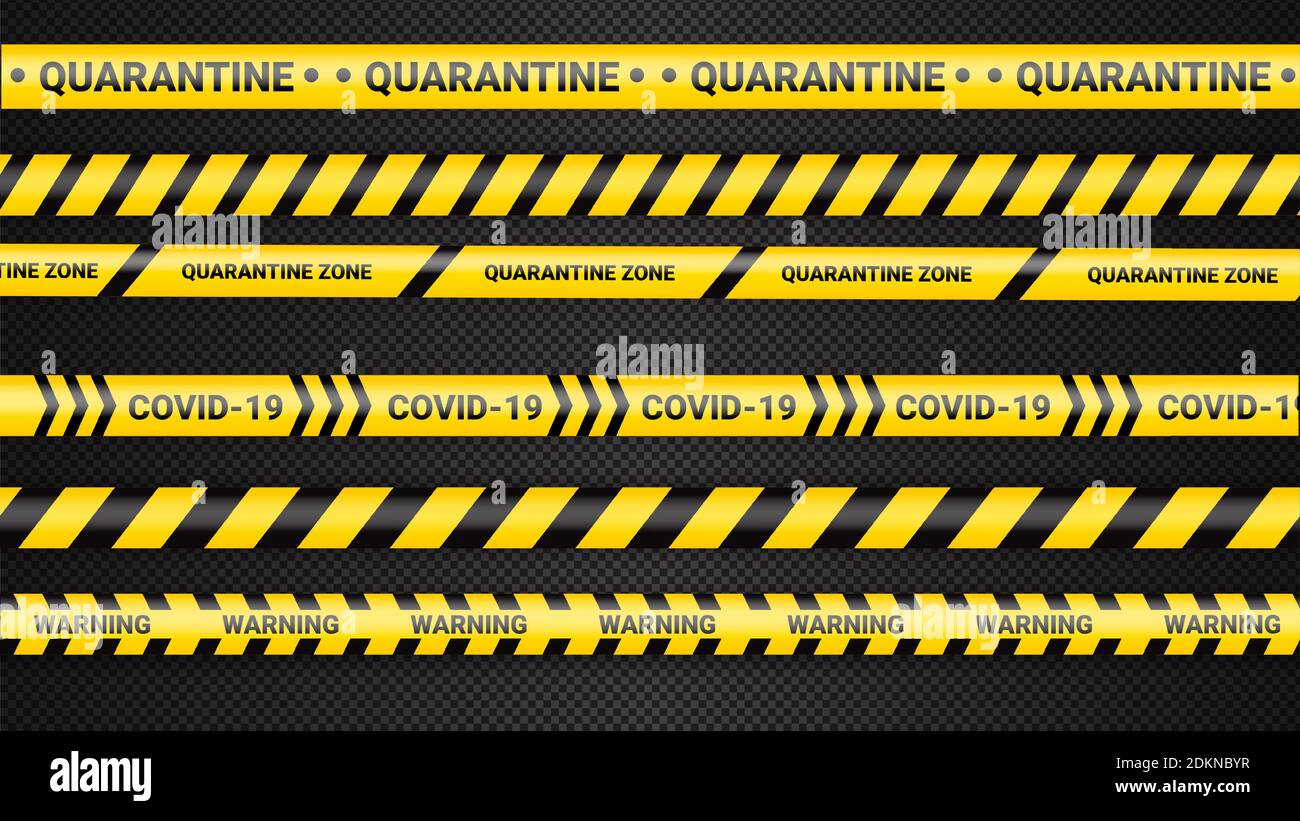 Quarantine danger tape. Covid 19 and quarantine zone yellow warning