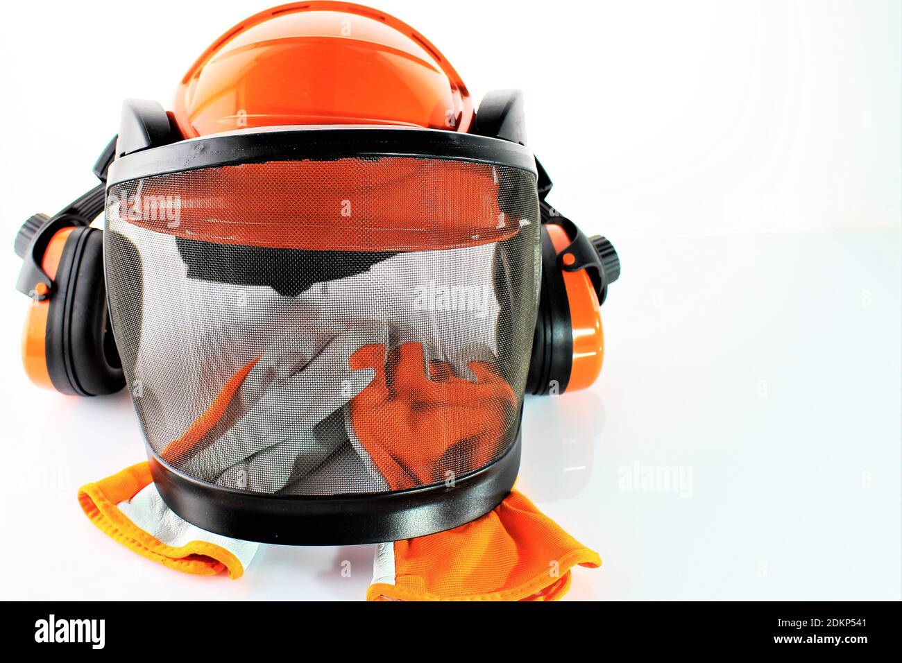 An image of a hardhat with gloves Stock Photo