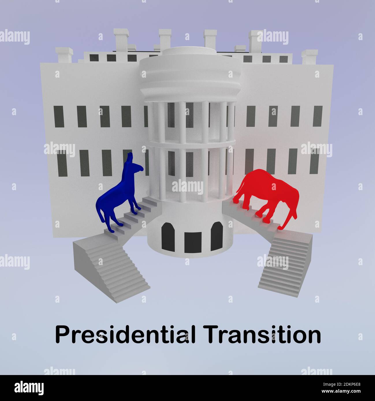 3D illustration of the White House with the script Presidential ...
