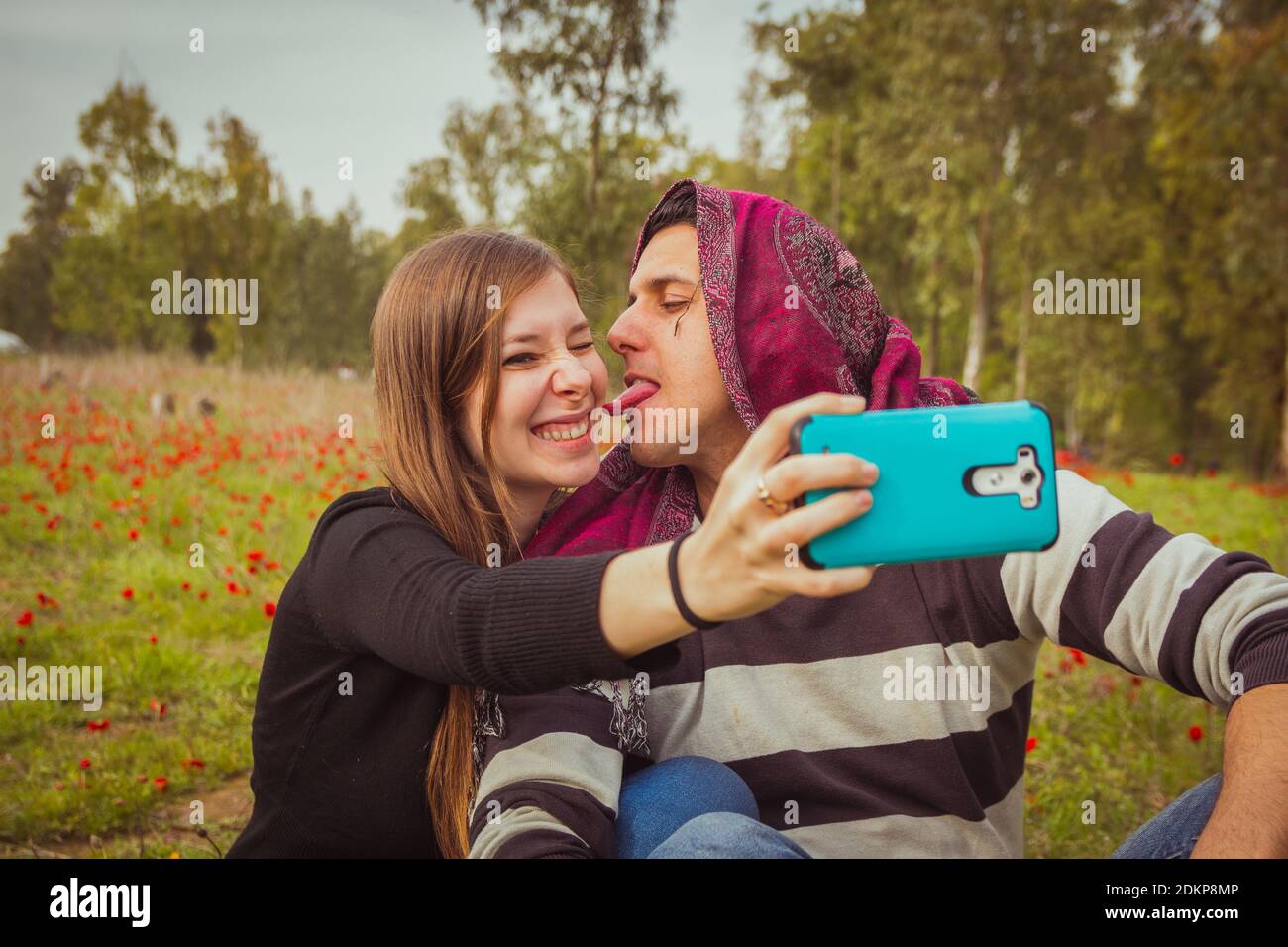 licking girlfriend selfie