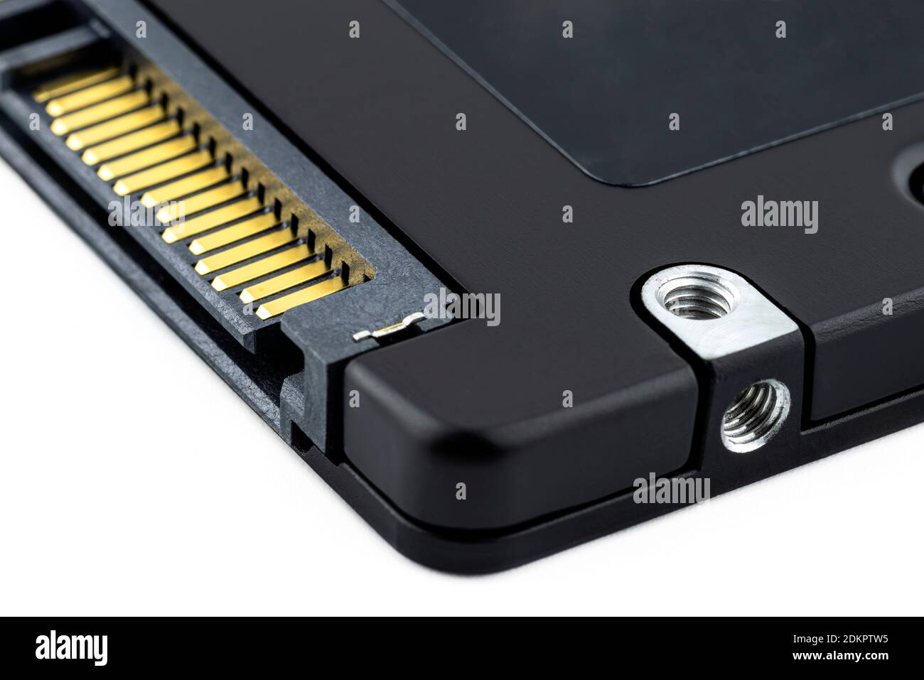 Macro shots of the SATA connector and the power connector on the solid