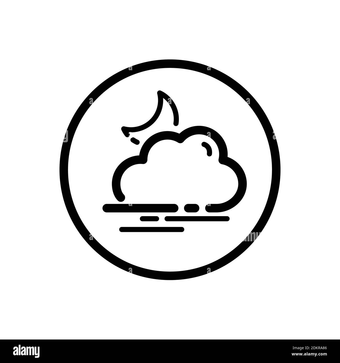 Fog and moon. Weather outline icon in a circle. Isolated vector ...