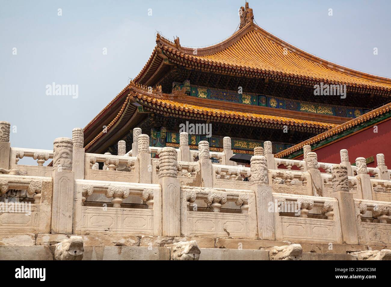 Dragon head water spouts on walls within  Imperial Forbidden City Beijing Stock Photo
