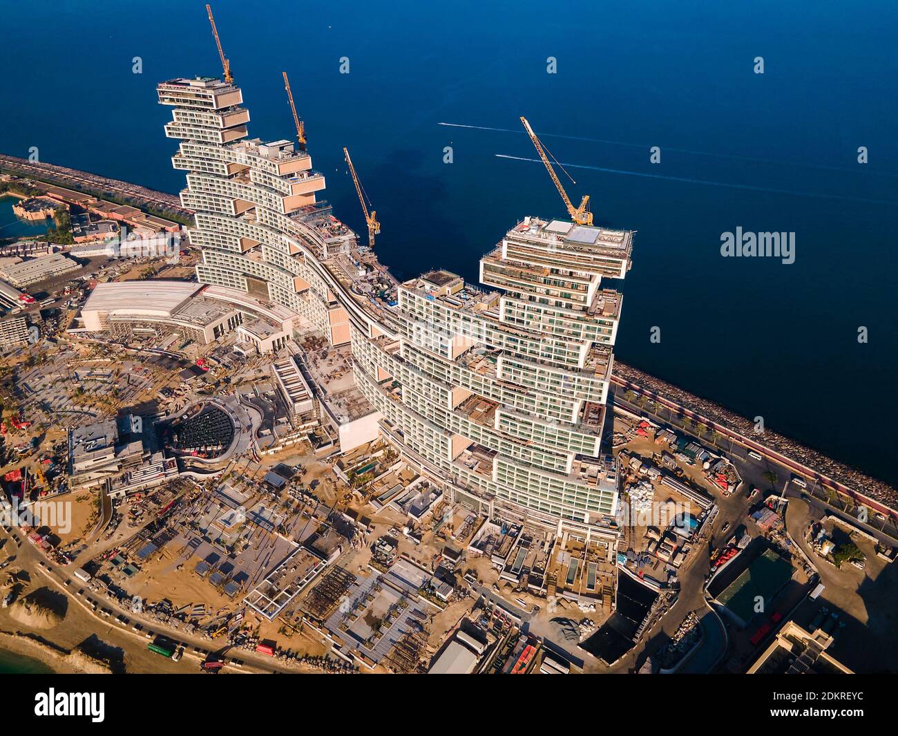 Dubai, United Arab Emirates - December 1, 2020: The Royal Atlantis Resort & Residences under construction on the Palm Jumeirah island in Dubai United Stock Photo