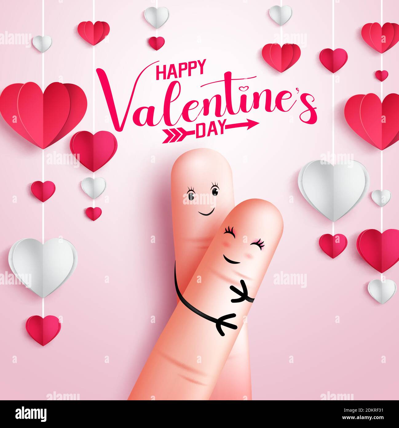 Valentines day couple vector background design. Happy valentine's day text  with sweet and hugging finger lovers for romantic relationship valentines  Stock Vector Image & Art - Alamy