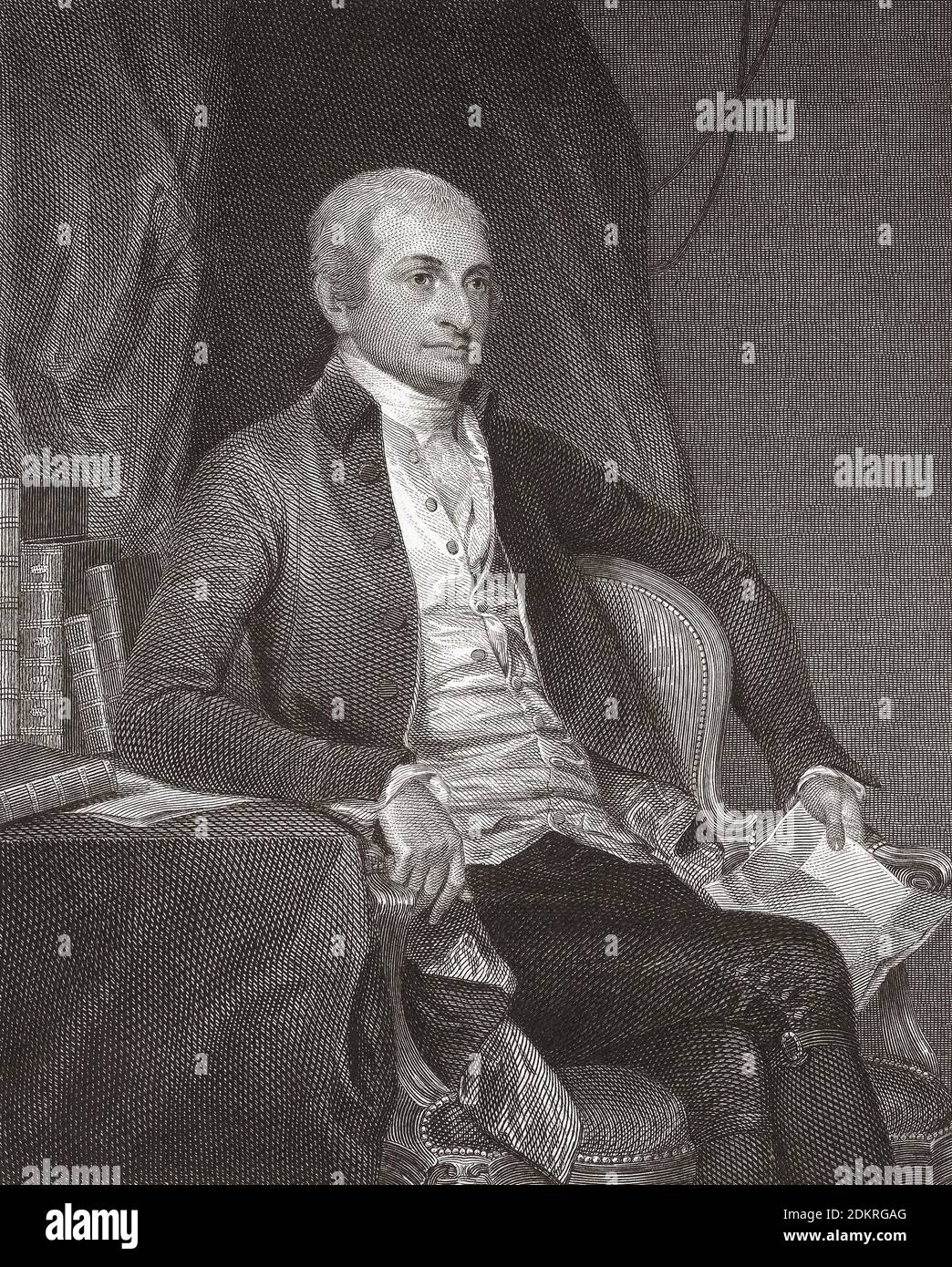 John Jay, 1745 - 1829. American statesman.  He was a Founding Father, an abolitionist and signatory of the 1783 Treaty of Paris. He was the first Chief Justice of the United States and the second Governor of New York.  After an engraving by Asher Brown Durand from a work by Gilbert Stuart. Stock Photo