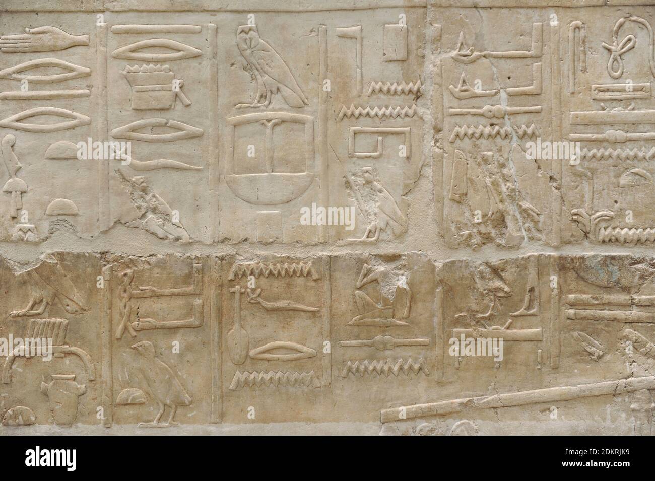 Relief depicting hieroglyphical scripture. Sandstone. New Kingdom. 18th Dynasty. 1479-1458 BC. From the Temple of Queen Hatshepsut. Deir el-Bahari, Egypt. Neues Museum. Berlin, Germany. Stock Photo