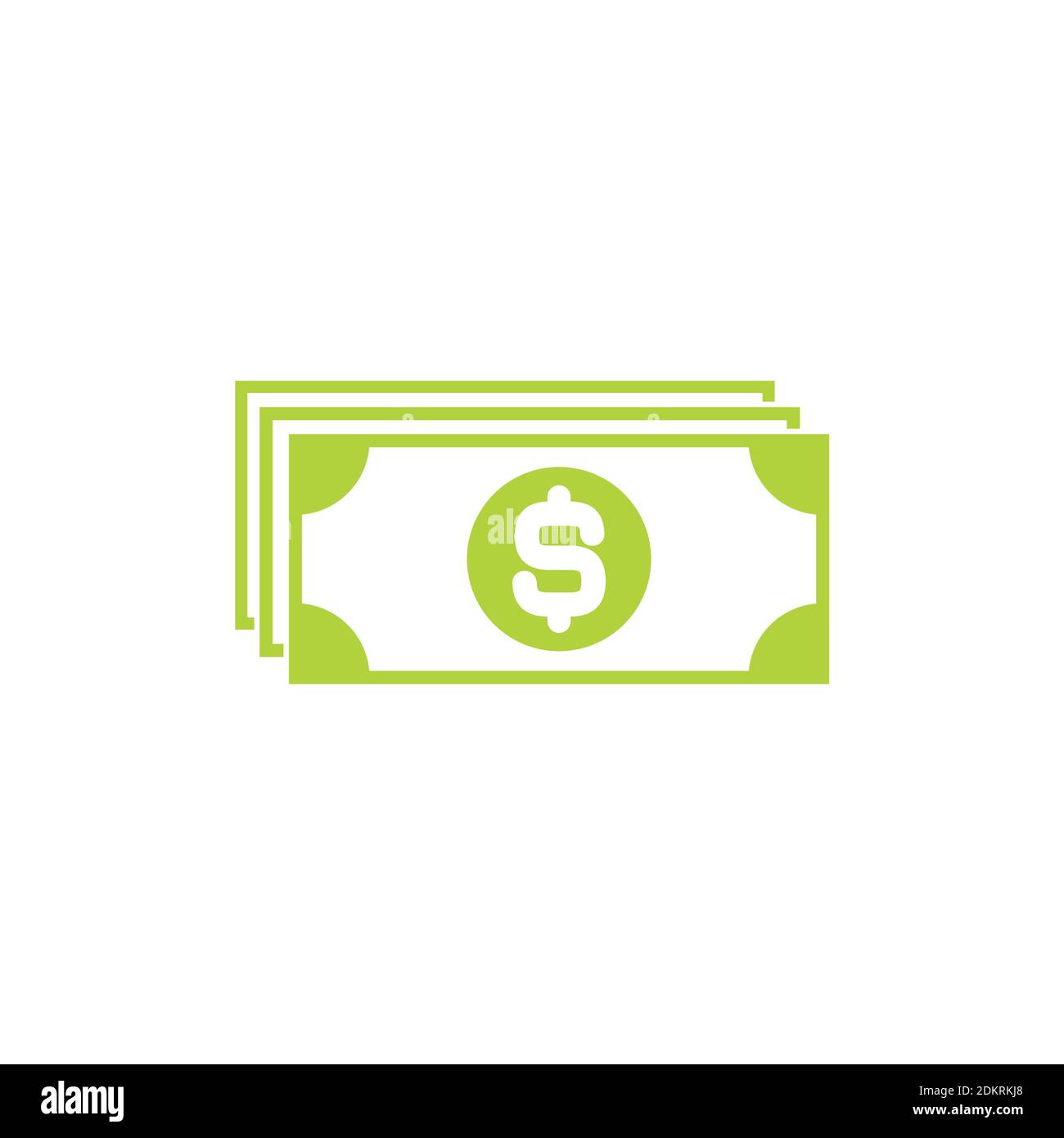 Green bank note with dollar sign. Flat icon isolated on white. Money ...