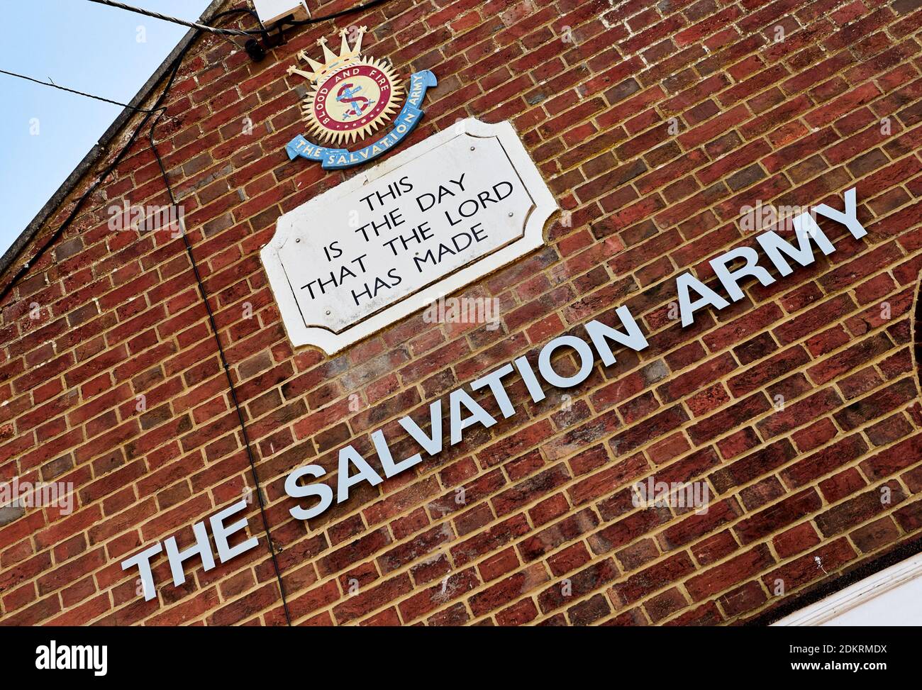 The Salvation Army Sign on a Building, Founded in 1865 in East London, The salvation army helps the poor and homeless, Kent, England - 11 May 2020 Stock Photo
