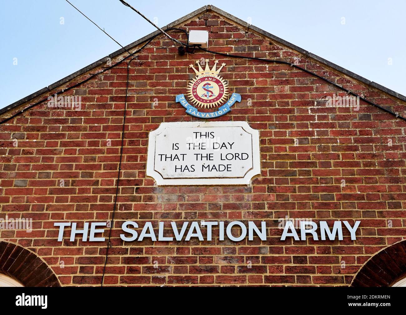 The Salvation Army Sign on a Building, Founded in 1865 in East London, The salvation army helps the poor and homeless, Kent, England - 11 May 2020 Stock Photo
