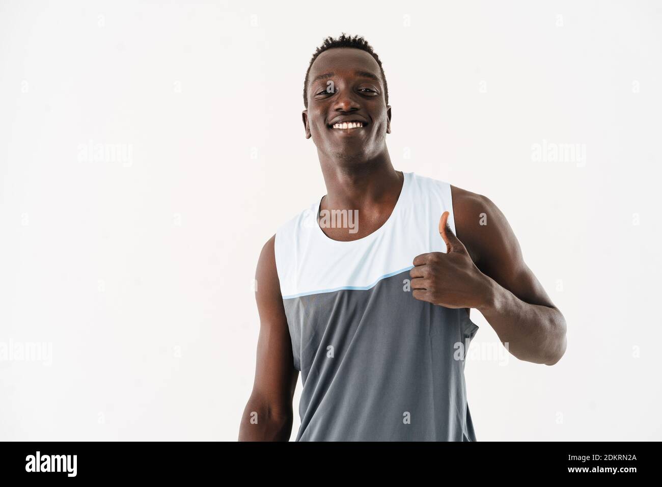 Pleased sportsman showing thumb hi-res stock photography and images - Alamy