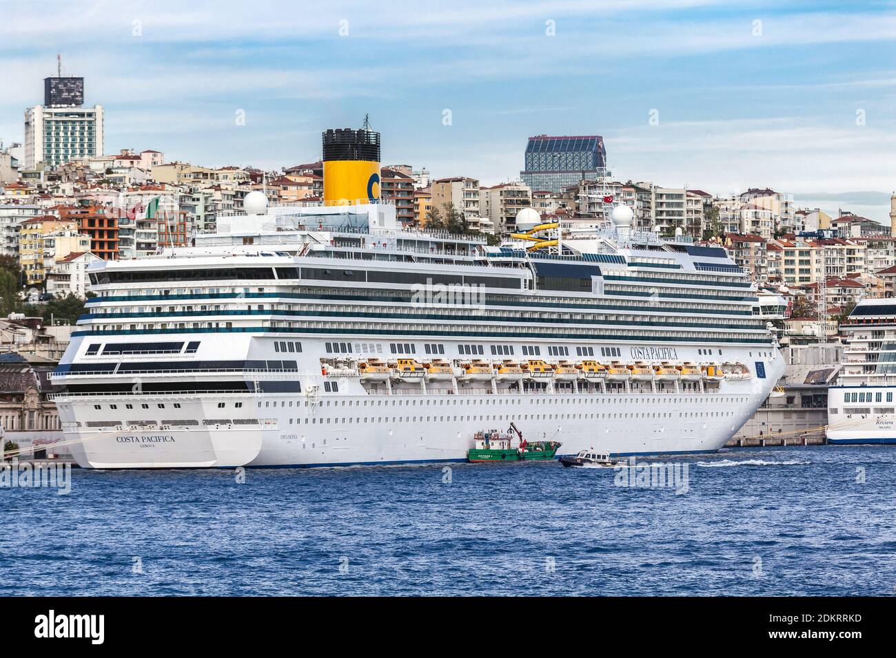 Gigantic Cruise ship in Istanbul Port Stock Photo