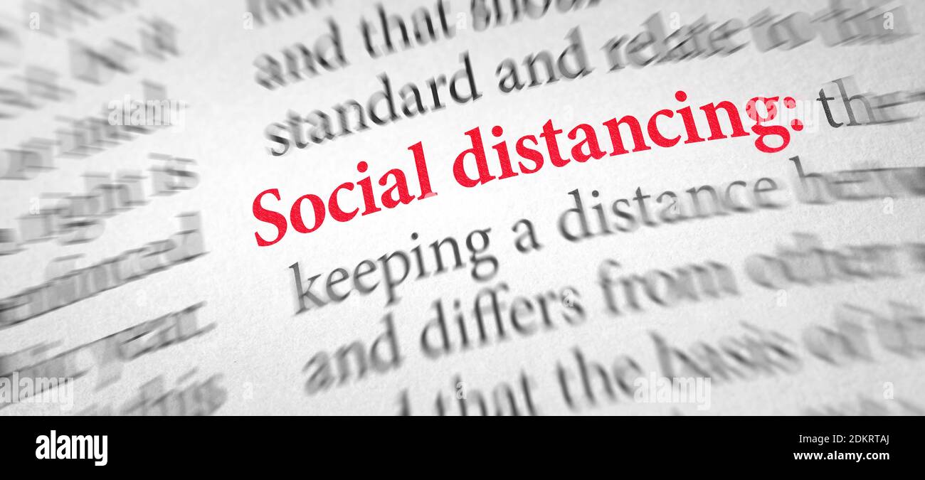 Definition of the word Social distancing in a dictionary Stock Photo ...
