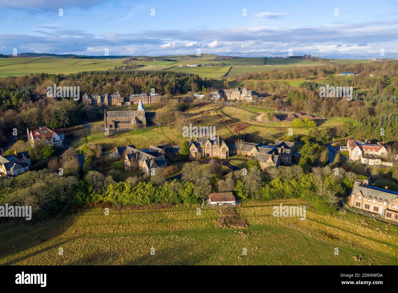 Aerial view of Bangour Village Hospital in Dechmont, West Lothian. The