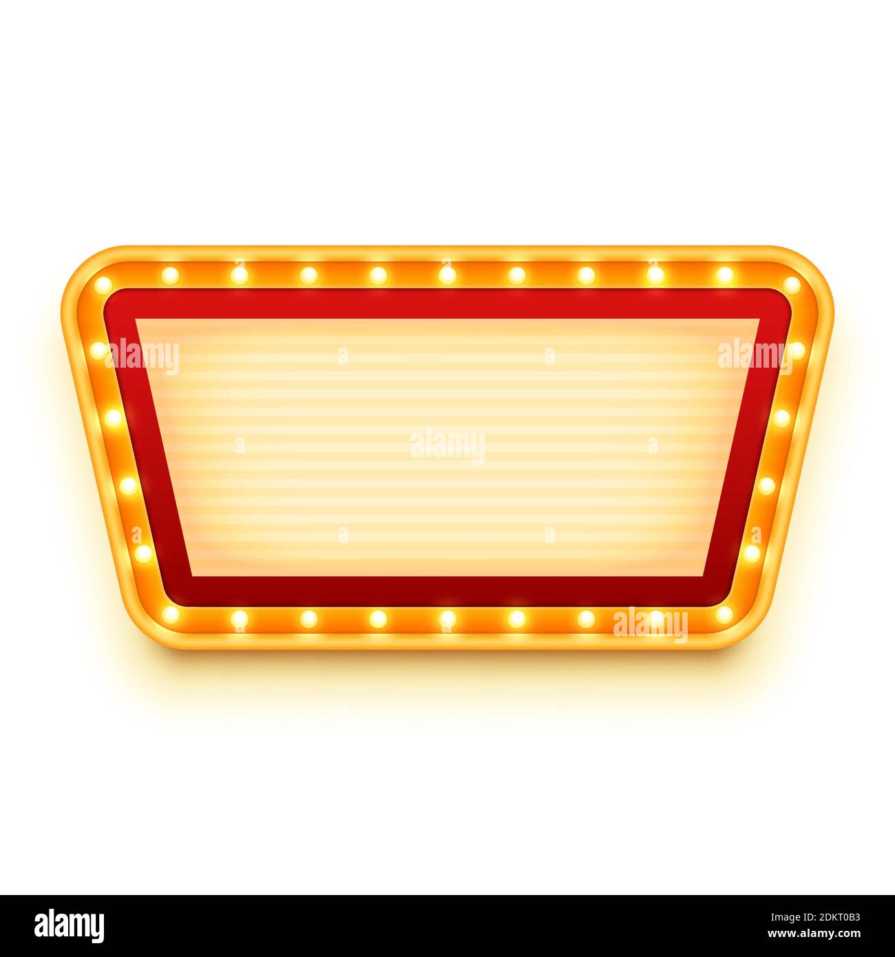 Vintage wall sign with glowing bulbs. Wall signboard with marquee lights. Retro frame with light bulbs. Vector illustration. Stock Vector
