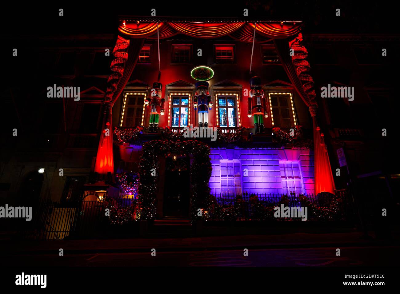 London, UK. - 15 Dec 2020: The front of Annabel's nightcub in Mayfair, decorated in a Nutcracker themed display for Christmas 2020. Stock Photo
