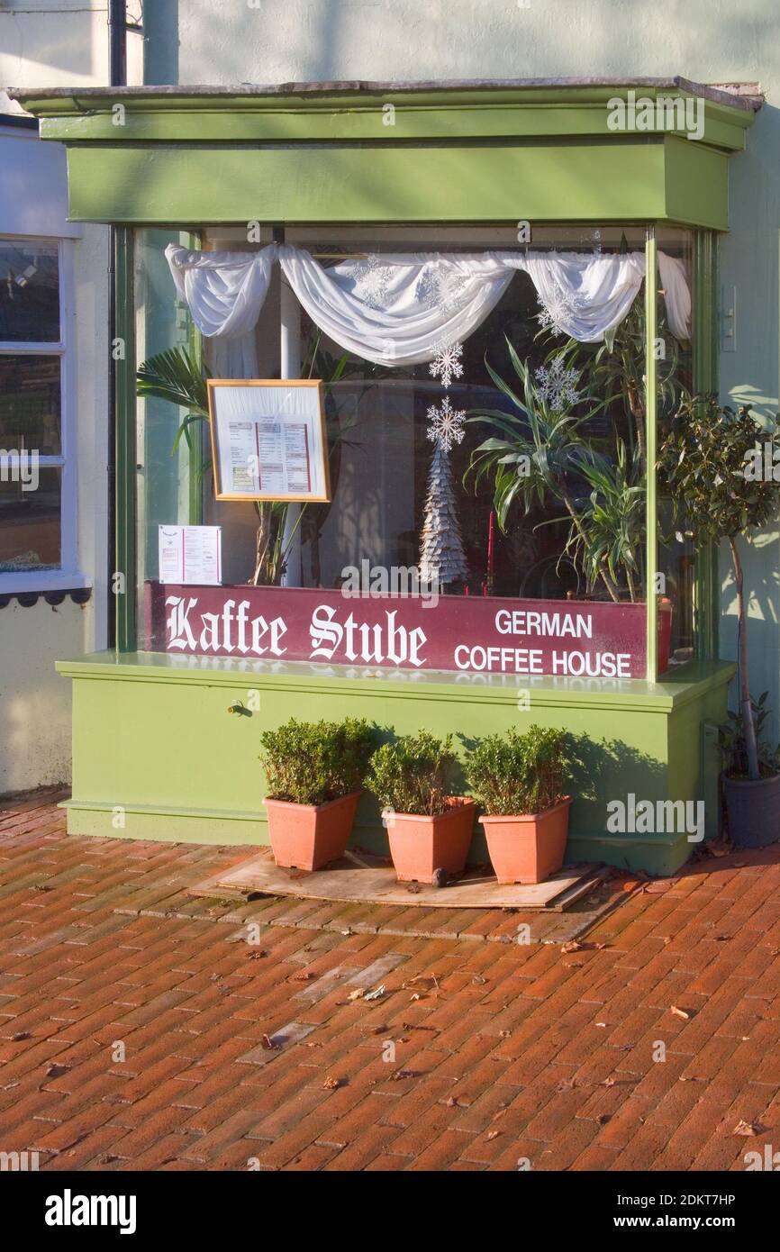 small local businesses in burgess hill a german coffee shop Stock