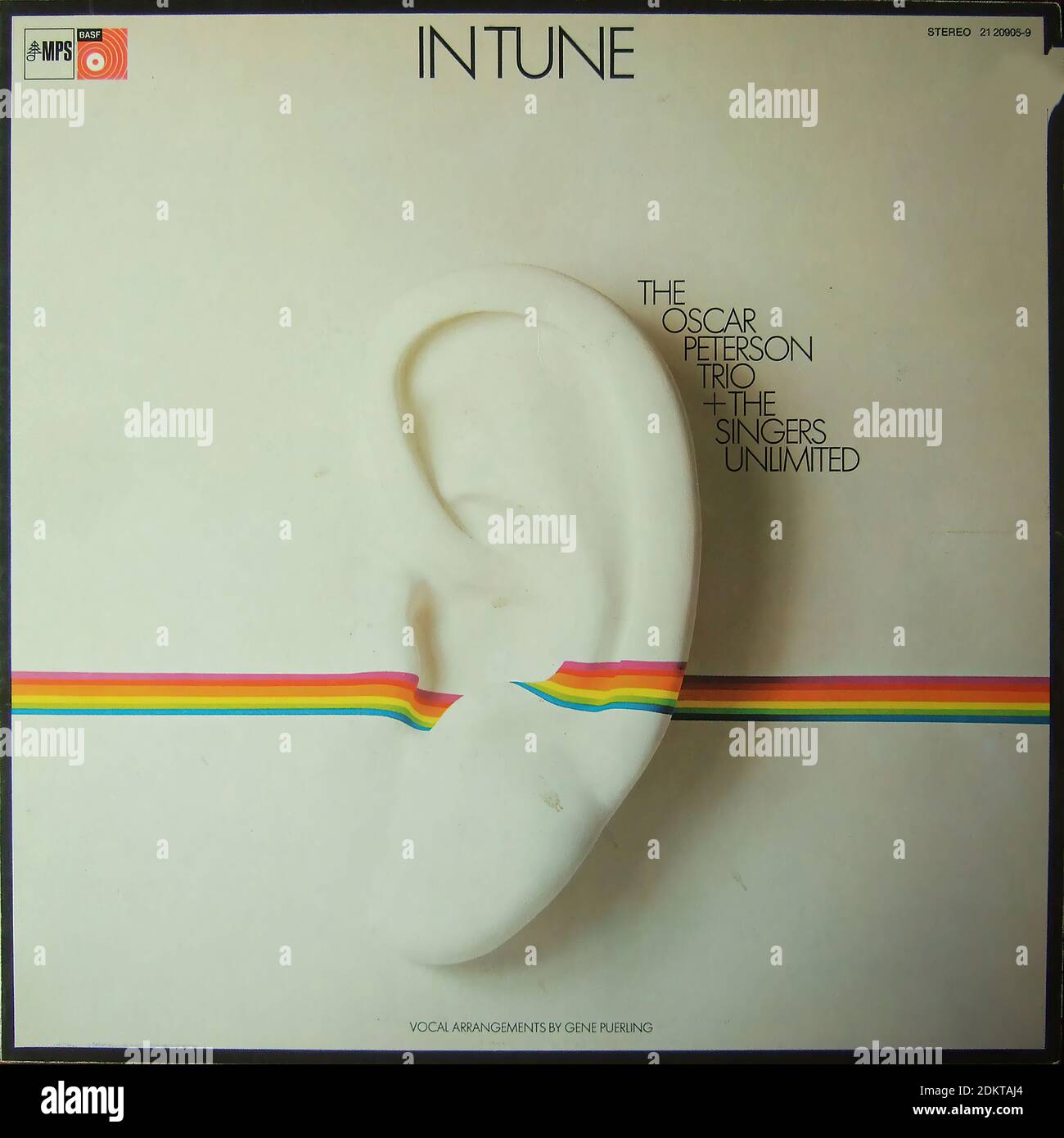 The Oscar Peterson Trio + The Singers Unlimited In Tune Vintage vinyl album cover Stock