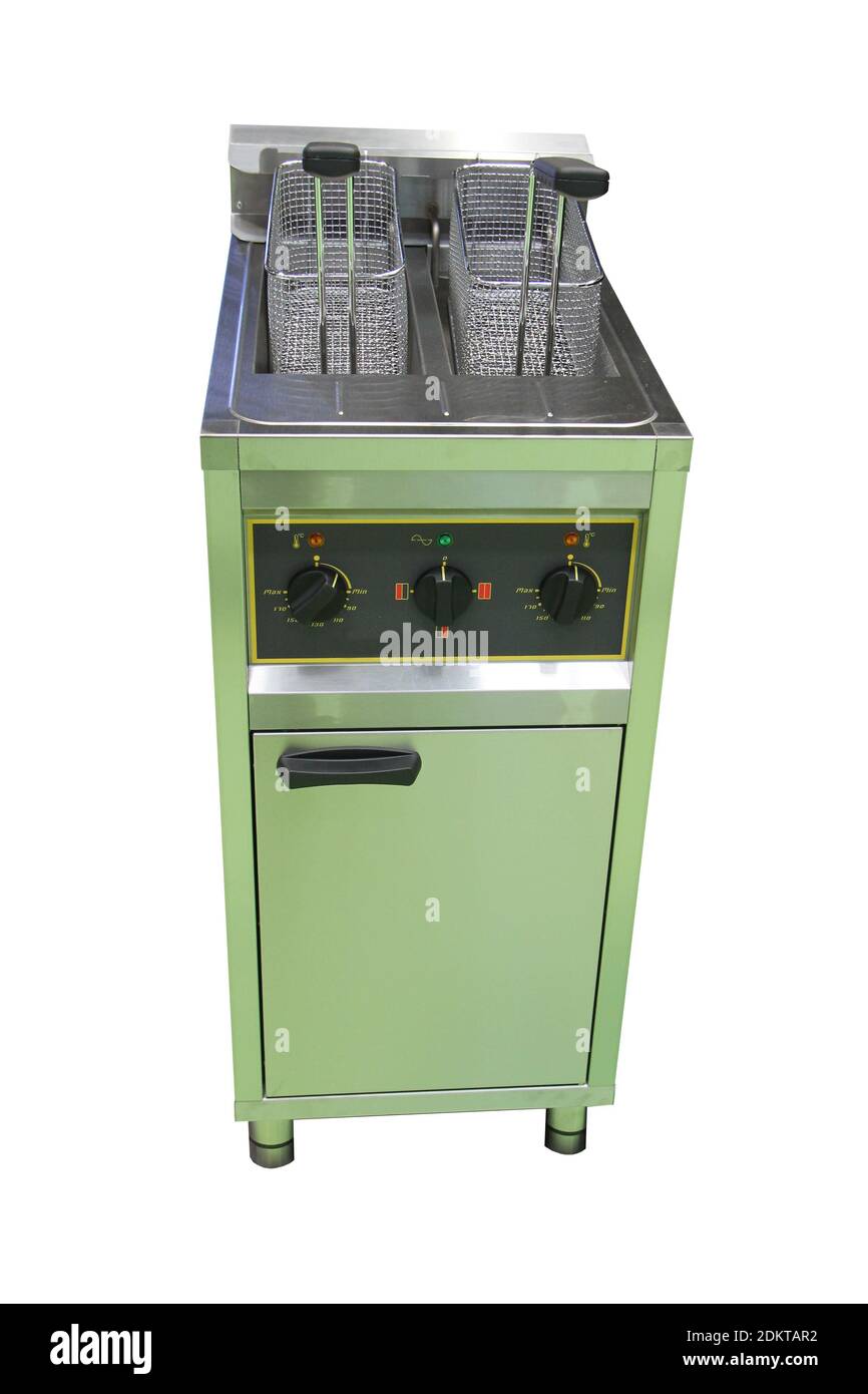 A Commercial Kitchen Twin Deep Fat Fryer Cooker Stock Photo Alamy