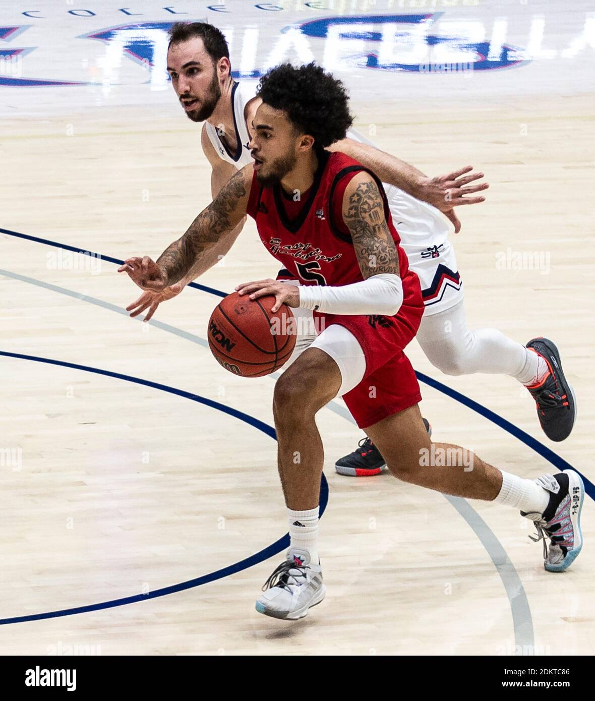 Moraga, CA U.S. 15th Dec, 2020. A. Eastern Washington Eagles guard Casson Rouse (5) brings the ball up court during the NCAA Men's Basketball game between Eastern Washington Eagles and the Saint Mary's Gaels 75-80 lost at McKeon Pavilion Moraga Calif. Thurman James/CSM/Alamy Live News Stock Photo