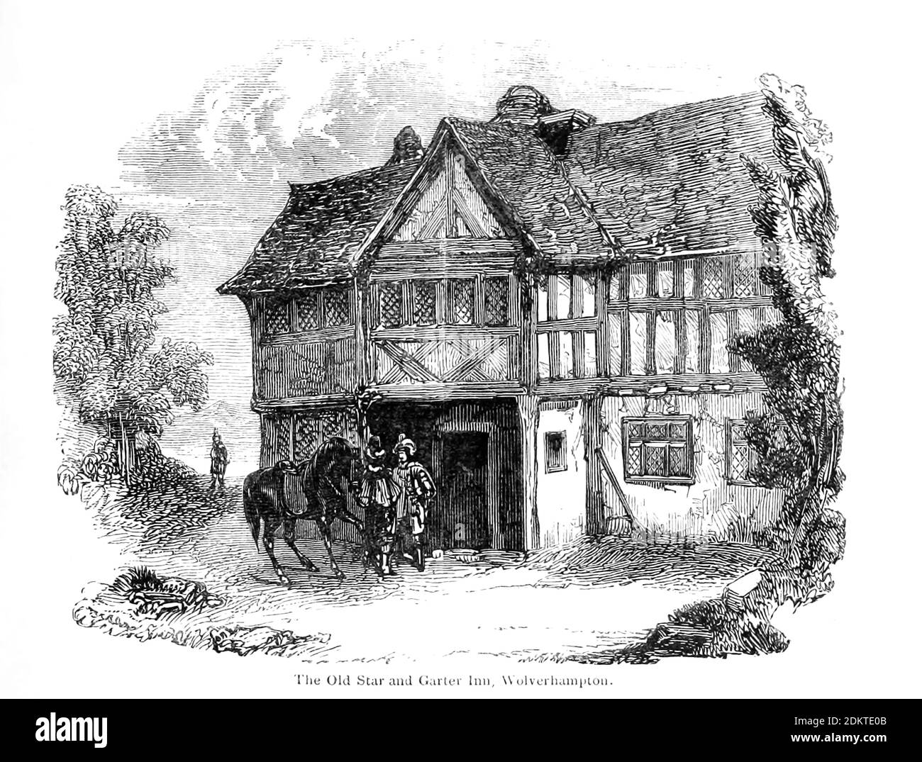The Old Star and Garter Inn, Wolverhampton From the book The wanderings of a pen and pencil by Palmer, F. P. (Francis Paul); Illustrated by Crowquill, Alfred, [Alfred Henry Forrester]  Published in London by Jeremiah How in 1846 Stock Photo