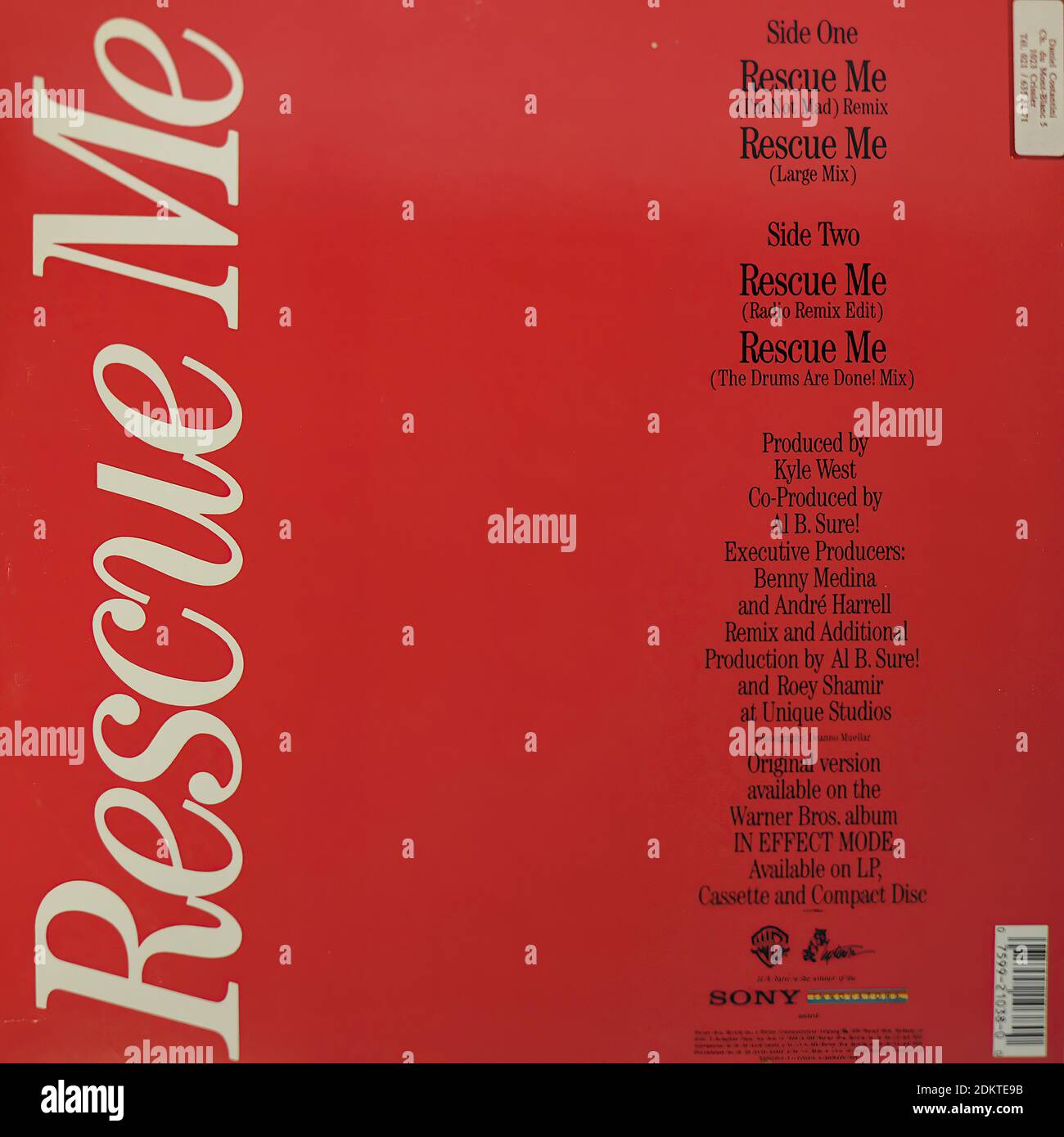 Al B Sure Rescue Me Vintage Vinyl Record Cover01 Stock Photo Alamy